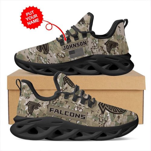 Personalized Name Atlanta Falcons Us Army Military Rank Design Camouflage Max Soul Shoes For Men Women