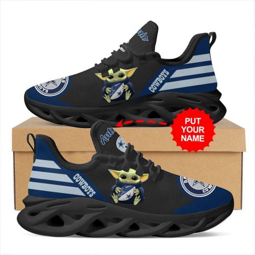 Dallas Cowboys Baby Yoda Hug Custom Name Max Soul Sneakers Running Sports Shoes For Men Women