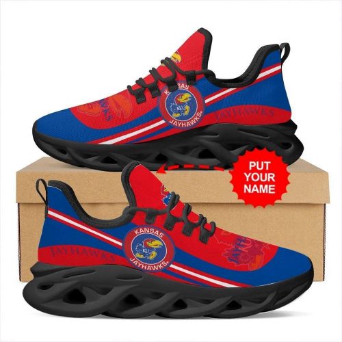 Kansas Jayhawks Custom Name Personalized Max Soul Sneakers Running Sports Shoes For Men Women