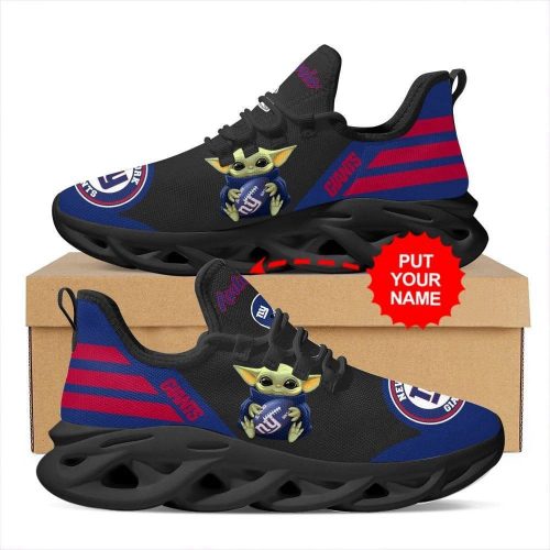 New York Giants Baby Yoda Hug Custom Name Max Soul Sneakers Running Sports Shoes For Men Women