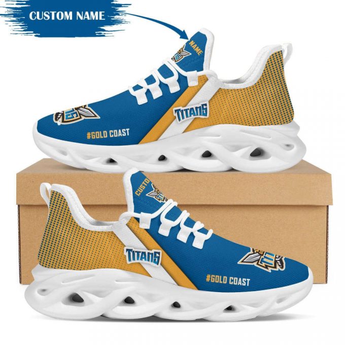 Personalized Name Gold Coast Titans Max Soul Sneakers Running Sports Shoes For Men Women