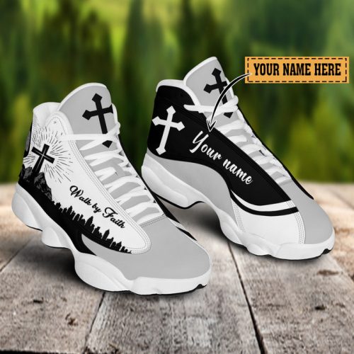 Jesus Walk By Faith Black Mountain Custom Name Air Jordan Lucky Shoes