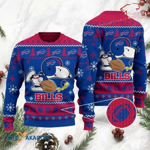 Ugly Christmas Sweater Buffalo-Bills, Graphic Dog Blue/Pink Frab’s Magazines & More Store