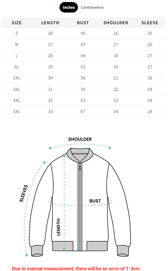 bomber size guide 