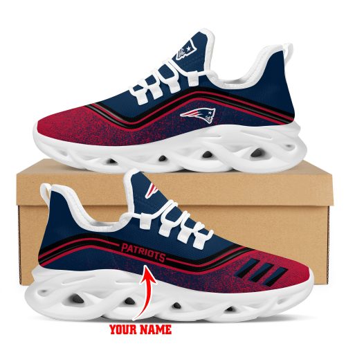 New England Patriots Logo Border Pattern Custom Name 3D Max Soul Sneaker Shoes Personalized Shoes Frab and More Store