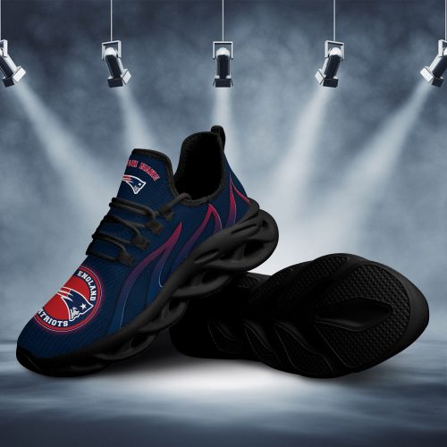 New England Patriots Logo Pattern Custom Name 3D Max Soul Sneaker Shoes Personalized Shoes Frab and More Store