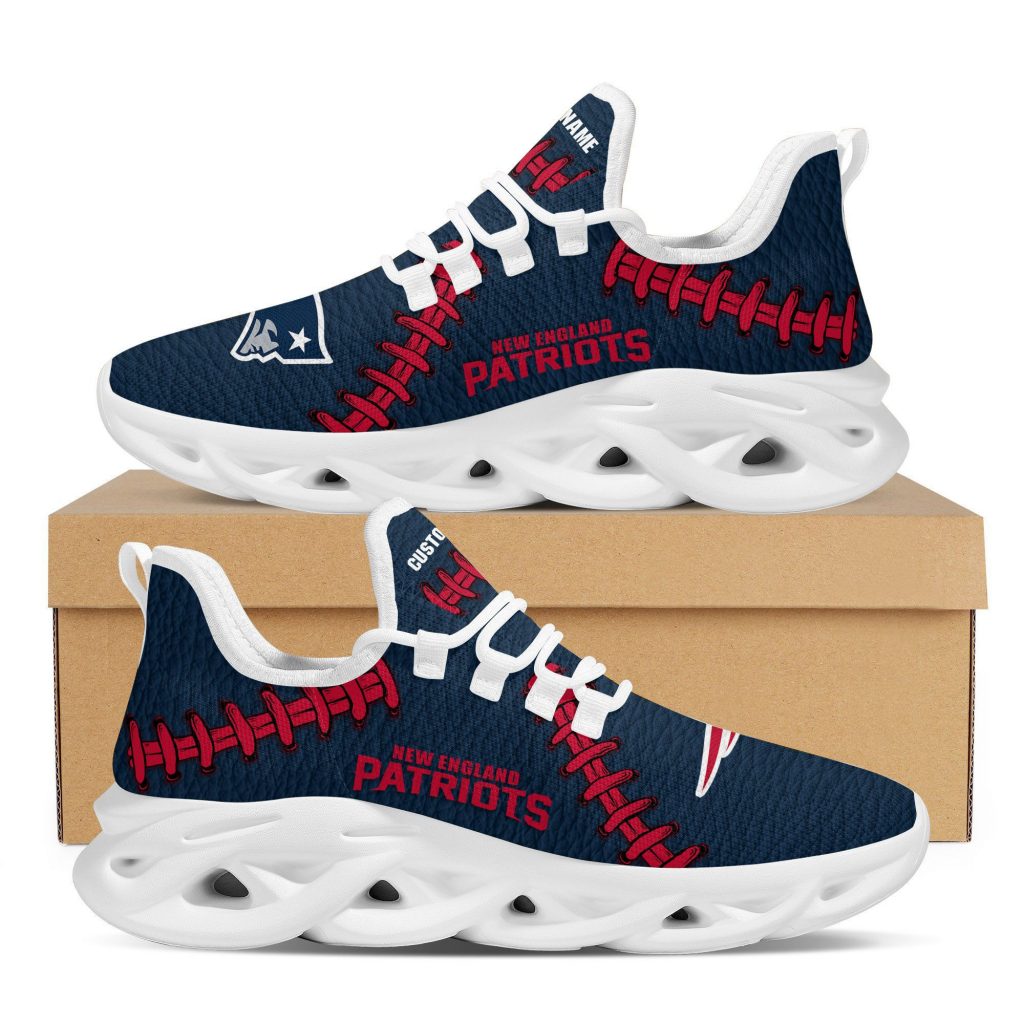 New England Patriots Logo Seam Pattern Custom Name 3D Max Soul Sneaker Shoes Personalized Shoes Frab And More Store