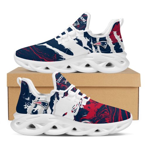 New England Patriots Logo Seam Pattern Custom Name 3D Max Soul Sneaker Shoes Personalized Shoes Frab and More Store