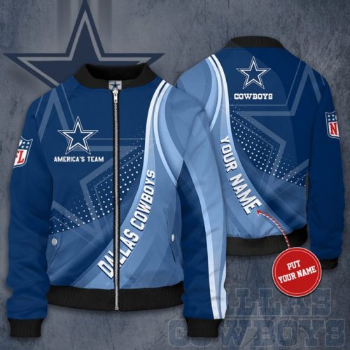 NFL Dallas Cowboys Custom Name Big Logo Bomber Jacket