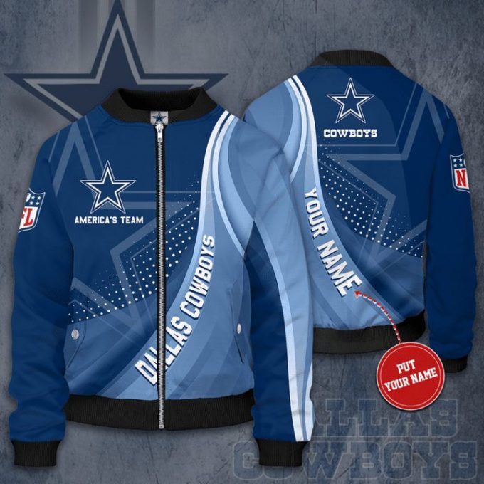 Nfl Dallas Cowboys Custom Name Big Logo Bomber Jacket