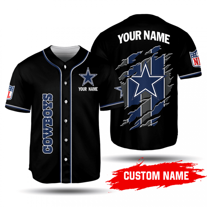 Nfl Dallas Cowboys Custom Name Number Dark Blue Baseball Jersey Unisex Shirt Frab Magazines &Amp;Amp; More Store