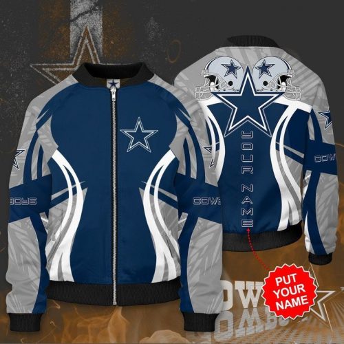 NFL Dallas Cowboys Custom Name One Nation Under God Bomber Jacket