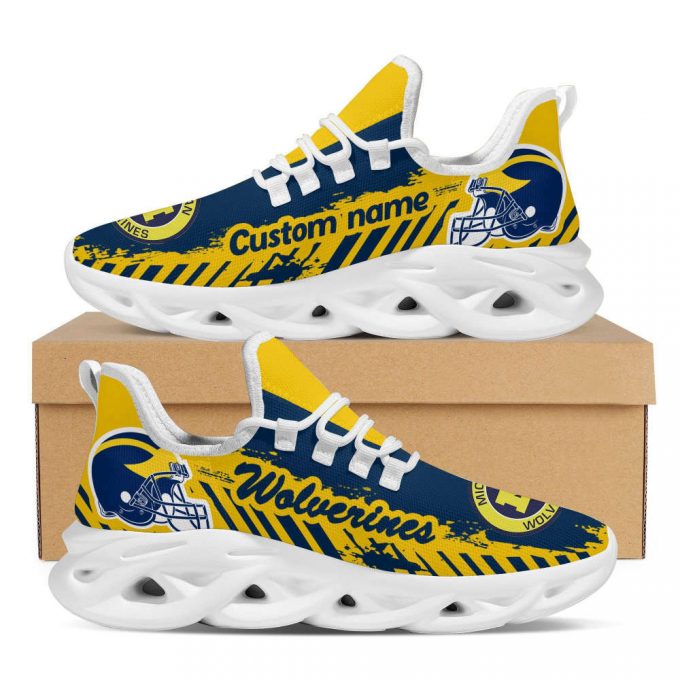 Personalized Name Michigan Wolverines American Football Team Helmet Max Soul Shoes For Fans