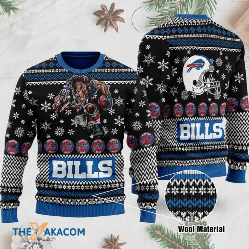 Ugly Christmas Sweater Buffalo-Bills, Billieve Blue/Black/White Frab’s Magazines & More Store