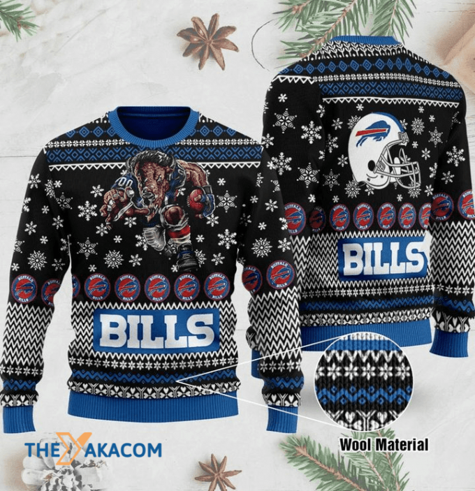 Ugly Christmas Sweater Buffalo-Bills, Billieve Blue/Black/White Frab’s Magazines &Amp;Amp; More Store