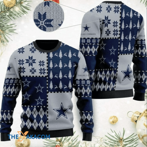 Ugly Christmas Sweater Dallas-Cowboys, America’s Team Grey/Dark Blue Frab’s Magazines & More Store