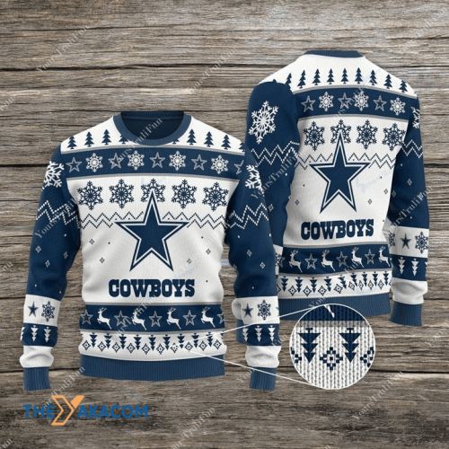 Ugly Christmas Sweater Dallas-Cowboys, America’s Team White/Dark Blue Frab’s Magazines & More Store