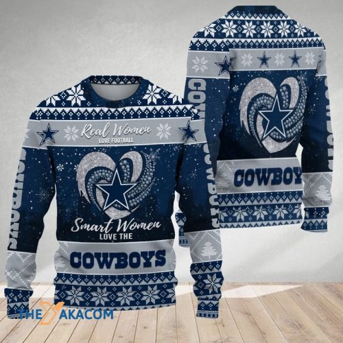 Ugly Christmas Sweater Dallas-Cowboys, Grinch Christmas Dallas-Cowboys In Heart Snowflakes City Shadow Navy Gray Frab’s Magazines & More Store