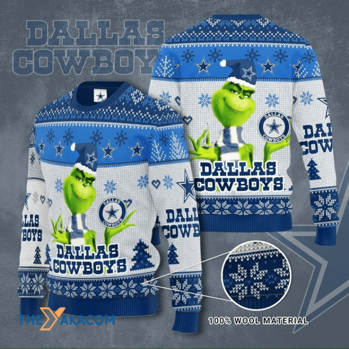 Ugly Christmas Sweater Dallas-Cowboys, The Grinch Blue/White Frab’s Magazines &Amp;Amp; More Store