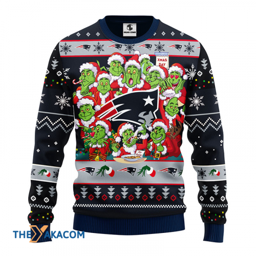 Ugly Christmas Sweater New-England-Patriots, 12 Grinch Black/Grey Frab’s Magazines & More Store