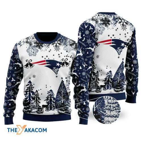 Ugly Christmas Sweater New-England-Patriots, Go-PATS-Patriots White/Blue Frab’s Magazines & More Store