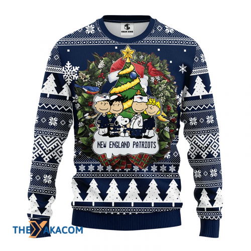 Ugly Christmas Sweater New-England-Patriots, Graphics Dog White/Dark Blue Frab’s Magazines & More Store