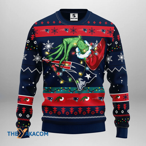 Ugly Christmas Sweater New-England-Patriots, Grinch & Scooby-Doo White/Green/Red Frab’s Magazines & More Store