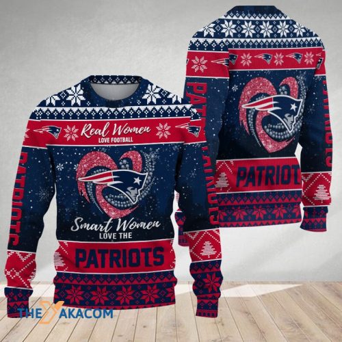 Ugly Christmas Sweater New-England-Patriots, Grinch Christmas New-England-Patriots In Heart Snowflakes City Shadow Navy Red Frab’s Magazines & More Store