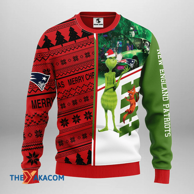 Ugly Christmas Sweater New-England-Patriots, Grinch &Amp;Amp; Scooby-Doo White/Green/Red Frab’s Magazines &Amp;Amp; More Store