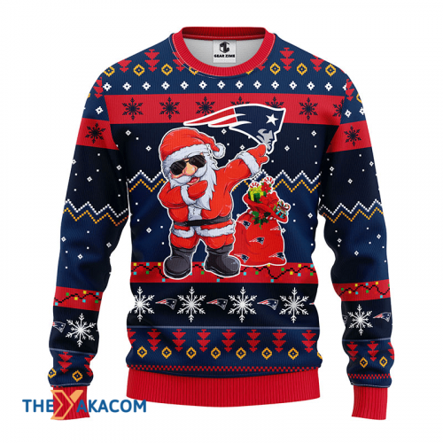 Ugly Christmas Sweater New-England-Patriots, Santa Claus Blue/Red Frab’s Magazines & More Store