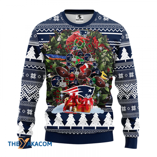 Ugly Christmas Sweater New-England-Patriots, Tree White/Dark Blue Frab’s Magazines & More Store