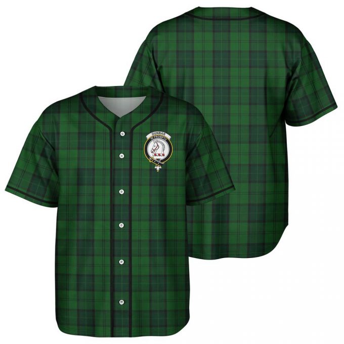 Dunbar Hunting Tartan Baseball Jersey, Family Crest Baseball Jersey Gift