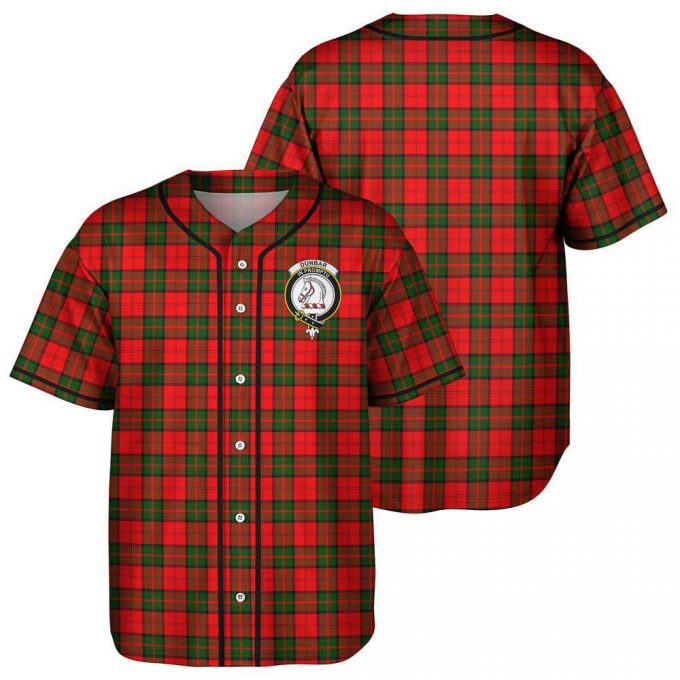 Dunbar Modern Tartan Baseball Jersey, Family Crest Baseball Jersey Gift