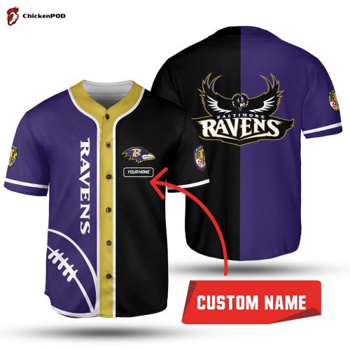 NFL Baltimore Ravens Custom Name Purple Black Baseball Jersey Unisex Shirt Gift