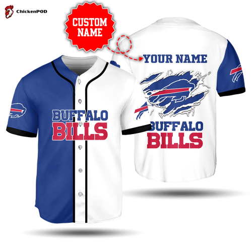 NFL Buffalo Bills Custom Name Blue White Scratch Baseball Jersey V3 Unisex Shirt Gift