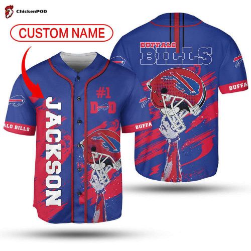 NFL Buffalo Bills Custom Name Number Royal Blue Helmet Baseball Jersey Unisex Shirt Gift