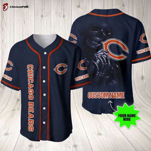 NFL Chicago Bears Custom Name Skull Fashion Baseball Jersey Unisex Shirt Gift