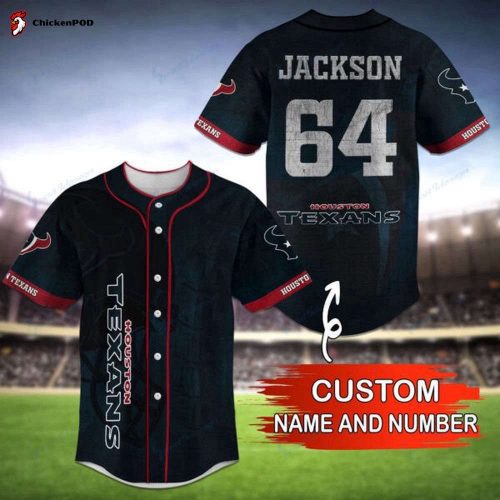 NFL Houston Texans Custom Name Number Blue Baseball Jersey V3 Unisex Shirt Gift