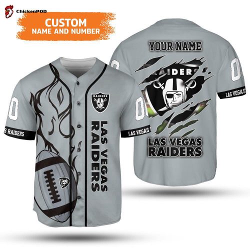 NFL Las Vegas Raiders Custom Name Number Silver Baseball Jersey Unisex Shirt Gift