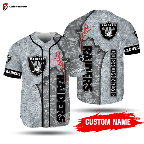 NFL Las Vegas Raiders Custom Name Silver Baseball Jersey Unisex Shirt Gift