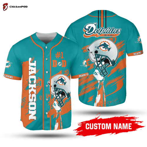 NFL Miami Dolphins Custom Name Number Aqua #1 Baseball Jersey Unisex Shirt Gift