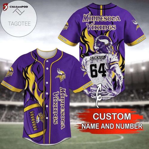 NFL Minnesota Vikings Custom Name Number Purple Baseball Jersey Unisex Shirt Gift