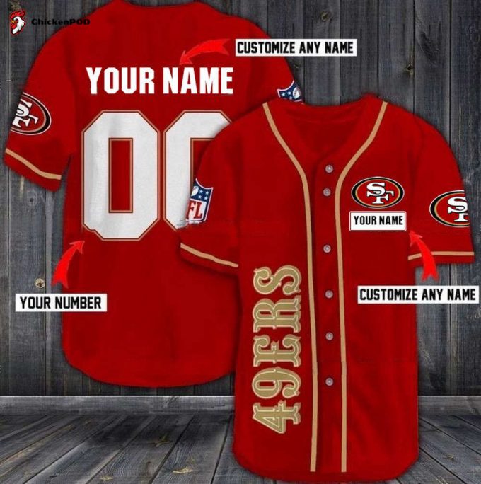 Nfl San Francisco 49Ers Custom Name Number Red Version Baseball Jersey Unisex Shirt Gift