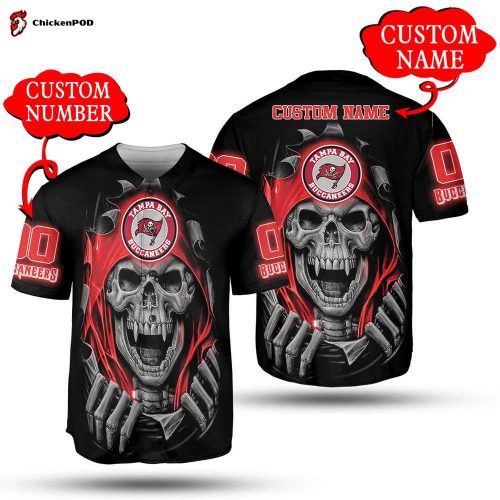 NFL Tampa Bay Buccaneers Custom Name Number Vampire Skull Baseball Jersey Unisex Shirt Gift