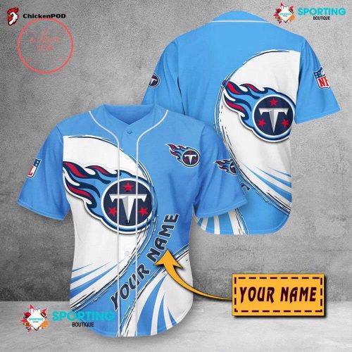 NFL Tennessee Titans Custom Name White Blue Baseball Jersey Unisex Shirt Gift