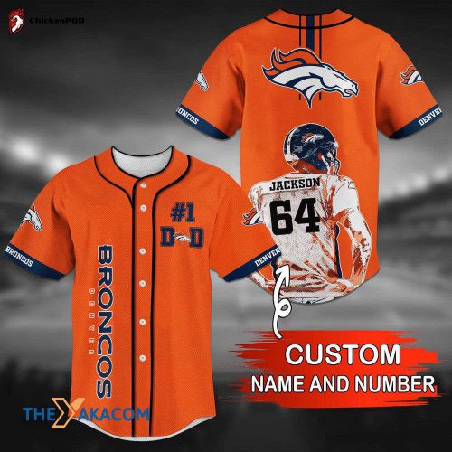 Personalized Denver Broncos NFL Name And Number Unique Gifts
 Baseball Jersey Shirt