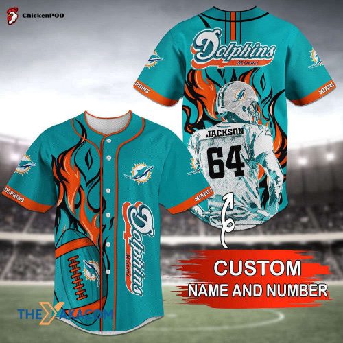 Personalized Gift Ideas For Fans  Miami Dolphins NFL Personalized Custom Name Baseball Jersey Shirt