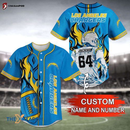 Personalized Los Angeles Chargers NFL Unique Gifts Custom Name Number Baseball Jersey Shirt