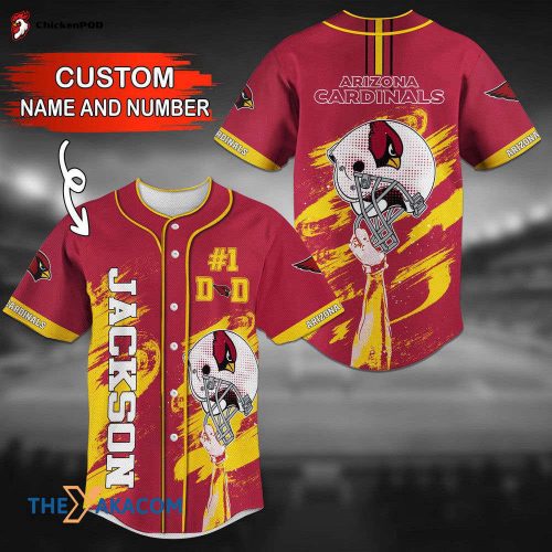 Personalized Gift Ideas For Fans  Arizona Cardinals NFL Personalized Custom Name Baseball Jersey Shirt