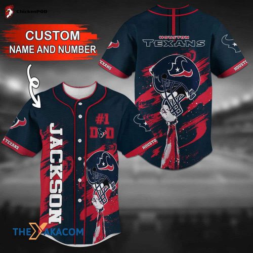 Personalized Unique Gifts
 Houston Texans NFL Personalized Custom Name Number Baseball Jersey Shirt